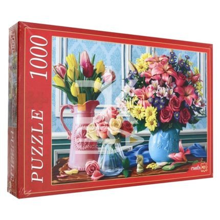 Пазл 1000 эл. Рыжий кот "Яркие букеты"