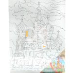 Холст с рисунком Рыжий кот "Сабор Василия Блаженного" 30*40см.
