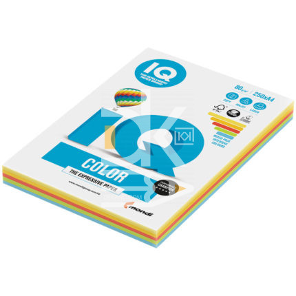 Бумага IQ "Color Intensive Mixed Packs" А4, 80г/м2, 250л. (5 цветов)