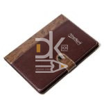 Блокнот А5, 80л., Alingar, сшивка, клетка, кож/з на кнопке, ручка