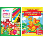 Картон цветной A4, ArtSpace, 10л., 10цв., лакированный, в папке