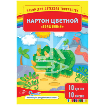 Картон цветной A4, ArtSpace, 10л., 10цв., "Волшебный" (золото, серебро), мелованный в папке