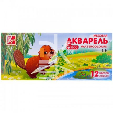 Акварель Луч "Zoo", медовая, 12 цветов, без кисти, картон