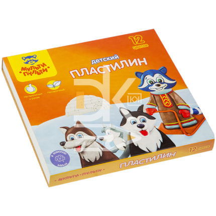 Пластилин Мульти-Пульти "Енот на Аляске", 12 цветов, 180г, со стеком, картон