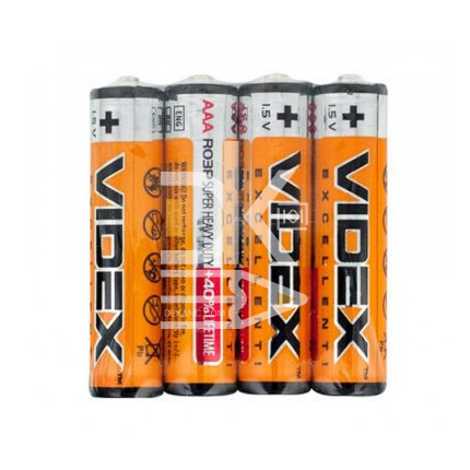 Батарейка Videx AAA (R03) солевая, 4SHR, 1,5V  1/60