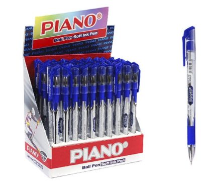 Ручка шариковая Piano "PT-195-C" синяя, 0,5мм, масляная, иг. стержень, грип 1/50