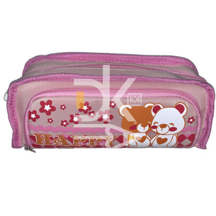 Пенал-косметичка Dele "Happy Bear" 210*90*60, текстиль с боковым карманом