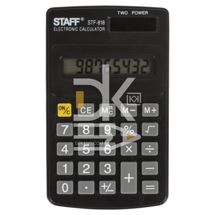 Калькулятор STAFF карманный STF-818, 8 разрядов, двойное питание, 102х62 мм, 250142