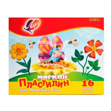 Пластилин Луч "Кроха", 16 цветов, 240г, мягкий восковой, cо стеком, картон