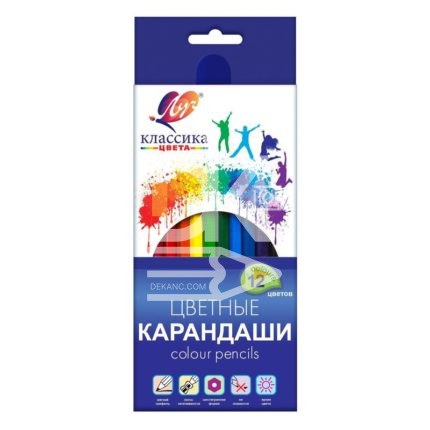 Карандаши цветные Луч, 12цв., 4М, трехгранные, заточен., картон
