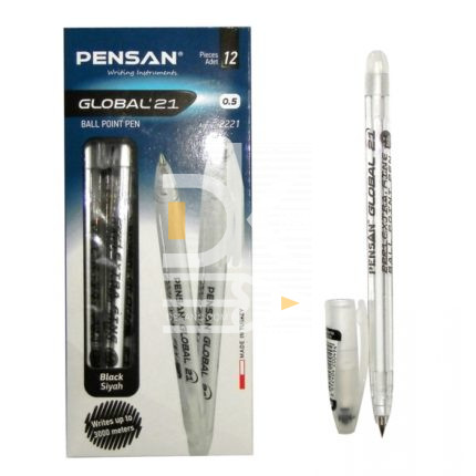 Ручка шариковая Pensan "Global 21" черная, 0.5мм, масляная, 1/12