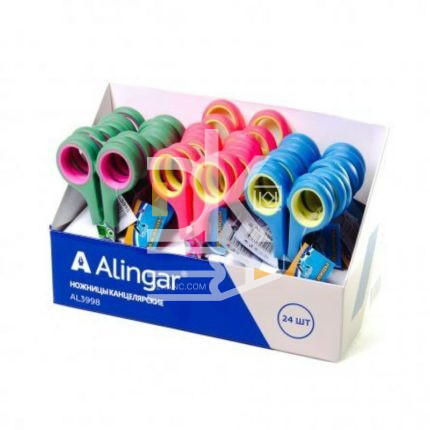 Ножницы детские Alingar 12,0см, лезвия с рис., ассорти  1/24