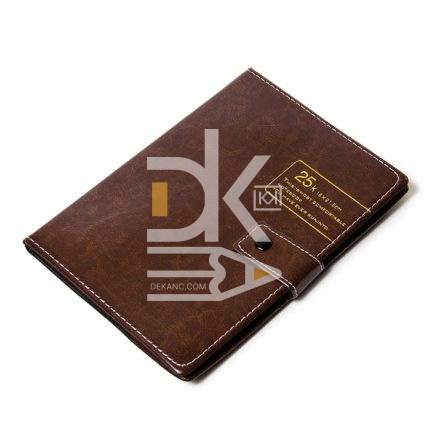 Блокнот А5, 80л., Alingar, сшивка, клетка, кож/з на кнопке, ручка