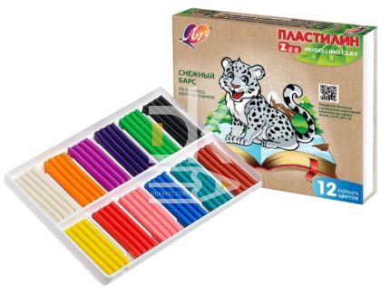 Пластилин Луч "ZOO", 12 цветов, 180г, мягкий восковой, без стека, картон