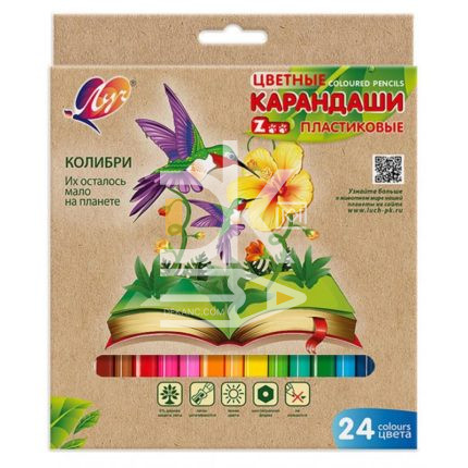 Карандаши цветные Луч "ZOO", 24цв., 2М, шестигранные, заточен., картон