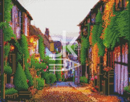 Алмазная мозаика 40*50см Рыжий Кот "Вечерняя улочка"
