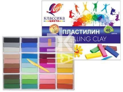 Пластилин Луч "Классика", 40 цветов, 800г, cо стеком, картон
