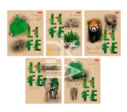 Тетрадь 96л., клетка Hatber "Green Life" крафт  1/6