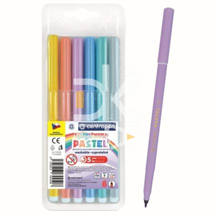 Фломастеры Centropen, 06цв., смываемые, круглые PASTEL