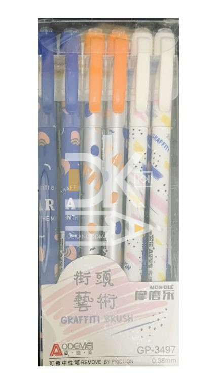 Ручка гелевая стираемая Aodemei "Graffiti Brush" синяя, 0,38мм 1/12