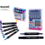 Набор двухсторонних скетчмаркеров Mazari, VINCI BLACK, 12цв., Lavander color,  1-6 мм