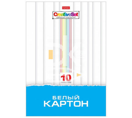 Картон белый A4, Hatber "Creative set", 10л., мелованный, в папке