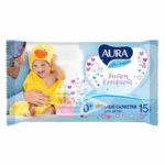 Салфетки влажные AURA 15шт ULTRA COMFORT для детей