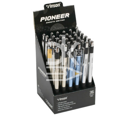Ручка шариковая авт., Vinson "Pioneer 505F" синяя, 0,7мм, масл.  металлич. корпус ассорти 1/24