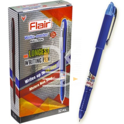 Ручка шариковая авт., Flair "Writometer DX" 10км, синяя, 0.6мм, корпус цветной ассорти  1/12