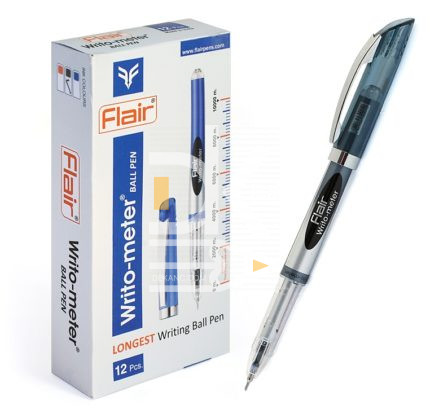 Ручка шариковая авт., Flair "Writometer" 10км, черная, 0.6мм, 1/12