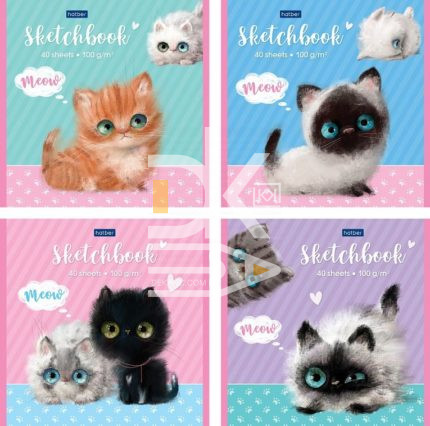 Скетчбук А5, 40л, Hatber "Кошарики" мягкая обл., на скобе