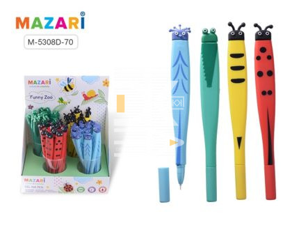 Ручка гелевая Mazari, "Funny Zoo", игольчатый наконечник, корпус прорезин, 0,5мм 1/48
