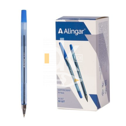 Ручка шариковая Alingar, 0,7 мм, синяя, металлич. наконечник, прозрачн. корп. (тип Beifa 927) 1/50