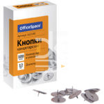 Кнопки канцелярские "КЦ" OfficeSpace, 12мм, 100шт., карт. упак.