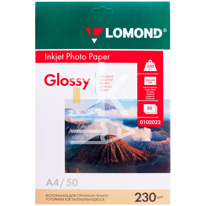 Фотобумага А4 для стр. принтеров Lomond, 230г/м2 (50л) глянцевая односторонняя Фотобумага А4 для стр. принтеров Lomond, 230г/м2 (50л) глянцевая односторонняя