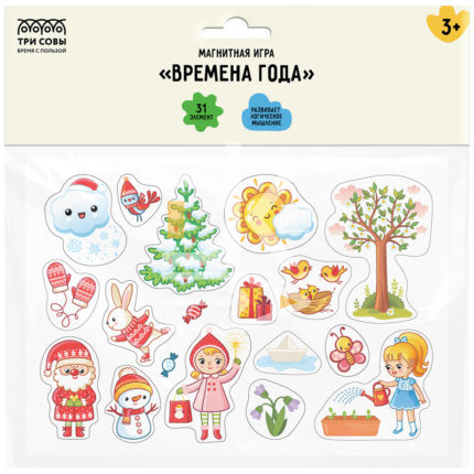 Игра развивающая на магнитах ТРИ СОВЫ "Времена года", 31 эл.