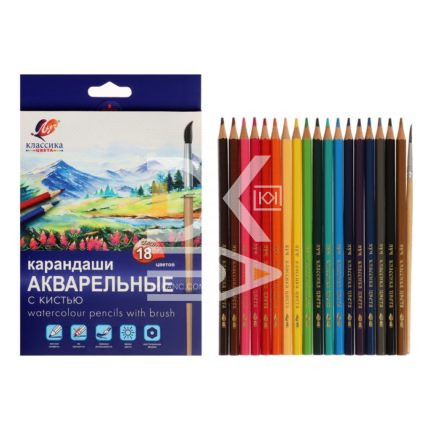 Карандаши акварельные Луч "Классика цвета", 18цв., заточен., с кисточкой, картон