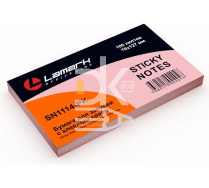 Самоклеящийся блок Lamark, 76*127мм, 100л, розовый