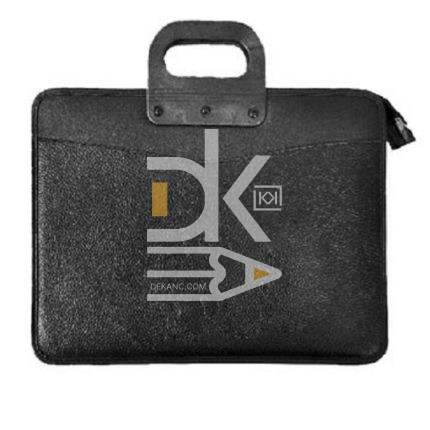 Папка-портфель KWELT K-1962 А4+ 2-отд., черный, на молнии, кожзам, пластиковые ручки, прошивка