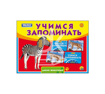 Настольная игра развивающая Memo "ДИКИЕ ЖИВОТНЫЕ" Рыжий Кот, в карт. коробке