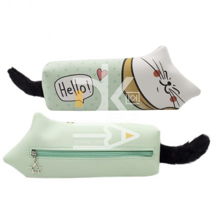 Пенал- косметичка Alingar, ПВХ, молния, 90х225х35мм, "Hello cat"