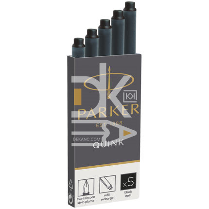 Картриджи чернильные Parker "Cartridge Quink" смываемые черные, длинные 5шт., картонная коробка