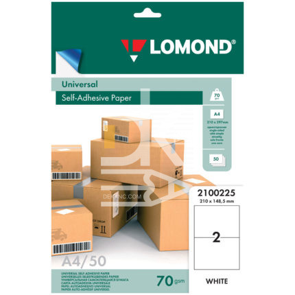 Этикетки самоклеящиеся А4 50л. Lomond, белые, 02 фр. (210*148,5мм), 70г/м2