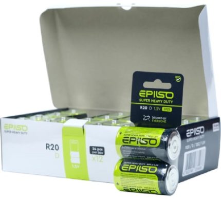 Батарейка Epilso R20 солевая, 2SHR, 1,5V  1/24