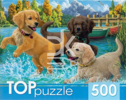 Пазл 500 эл. Рыжий кот "Игривые щенки" TOP 330*470мм
