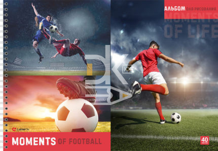 Альбом для рисования 40л., на гребне Lamark "Football" выборочн. УФ-лак