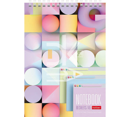 Блокнот, А5, 80л., обл. мягкая, на гребне, Hatber "Multicolor", тверд. подложка, УФ-лак