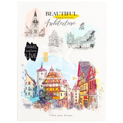 Ежедневник недатир., A5, 136л., 7БЦ Проф-Пресс Collezione "Архитектура Европы-1", тиснение лен