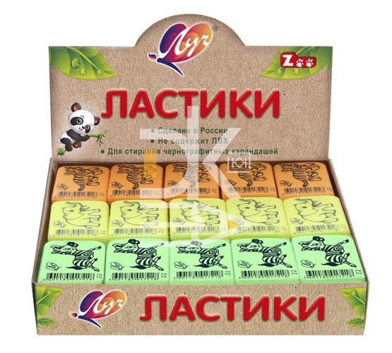 Ластик Луч ZOO Z2 35*25*8мм, флуоресцентный, ассорти Ластик Луч ZOO Z2 35*25*8мм, флуоресцентный, ассорти