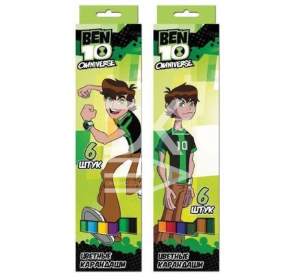 Карандаши цветные 1Вересня "Ben10", 06цв., шестигранный, заточен., картон